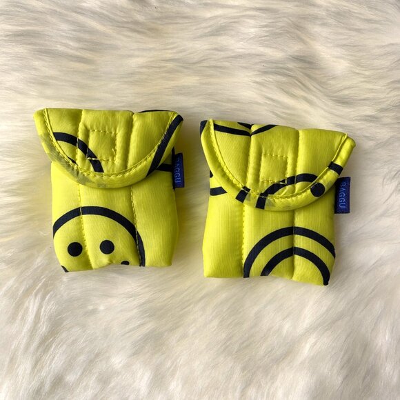 NWT BAGGU Puffy Earbuds Case - Yellow Happy - Picture 3 of 5